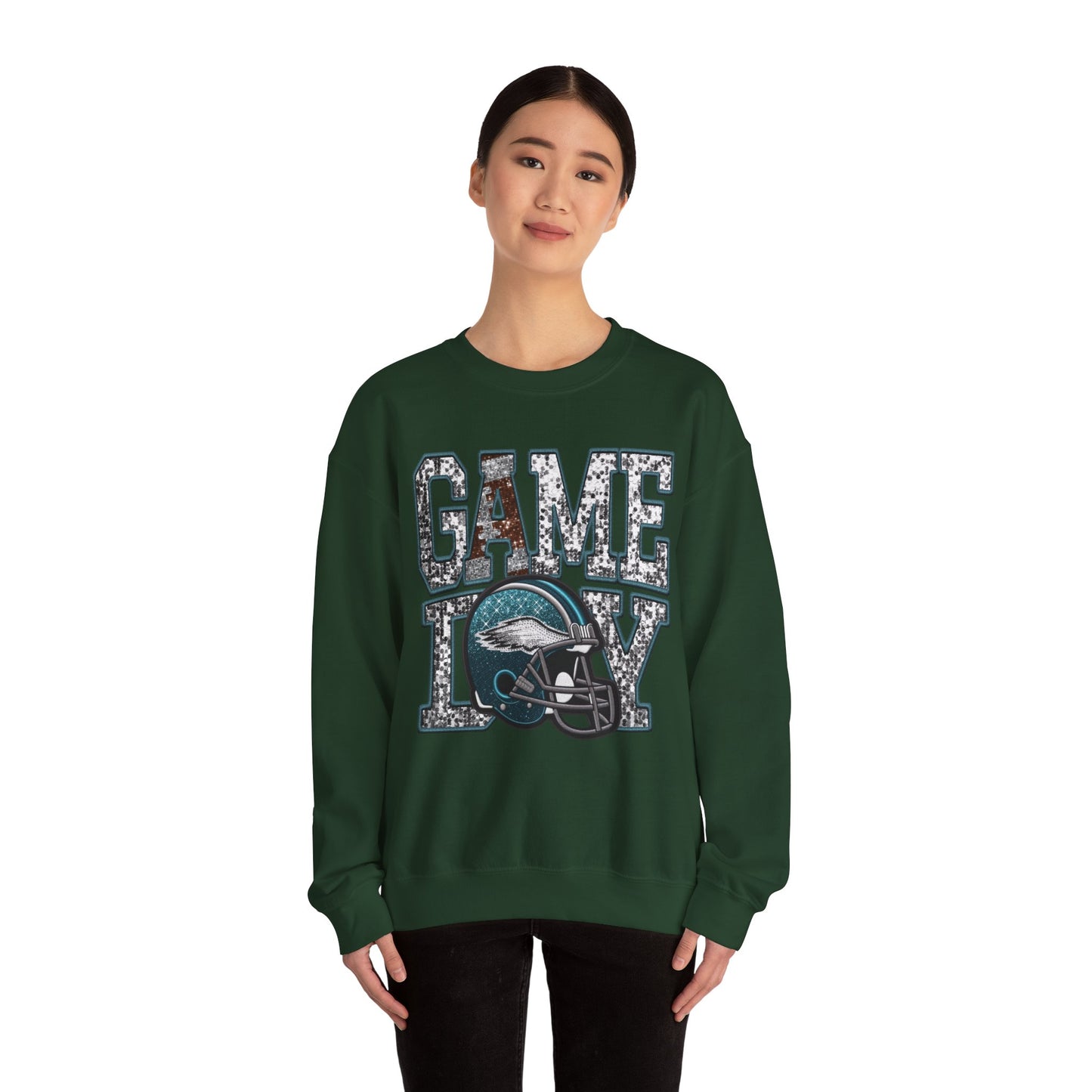 Football Game Day Sweatshirt with Faux Sequins
