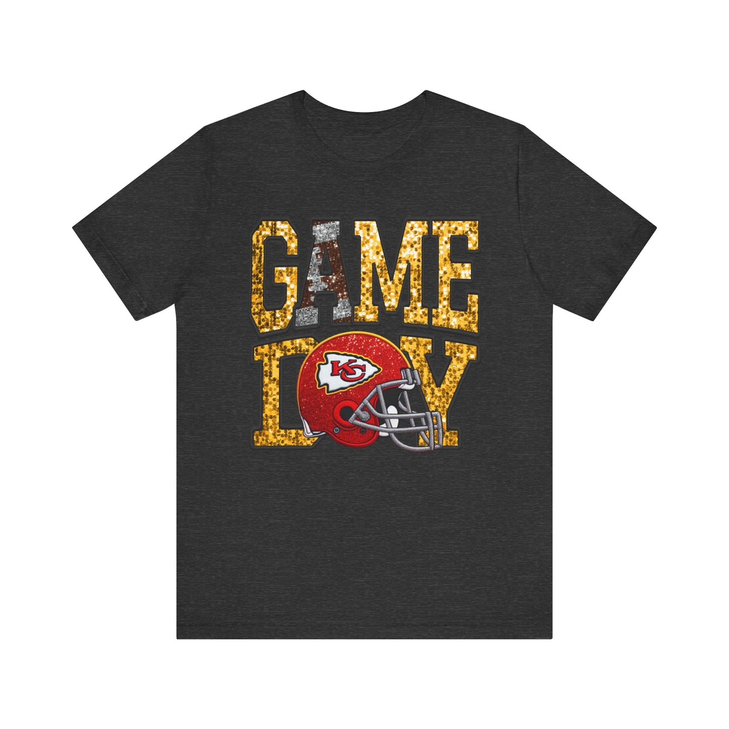 Football Game Day Tee with Faux Sequins - Chiefs