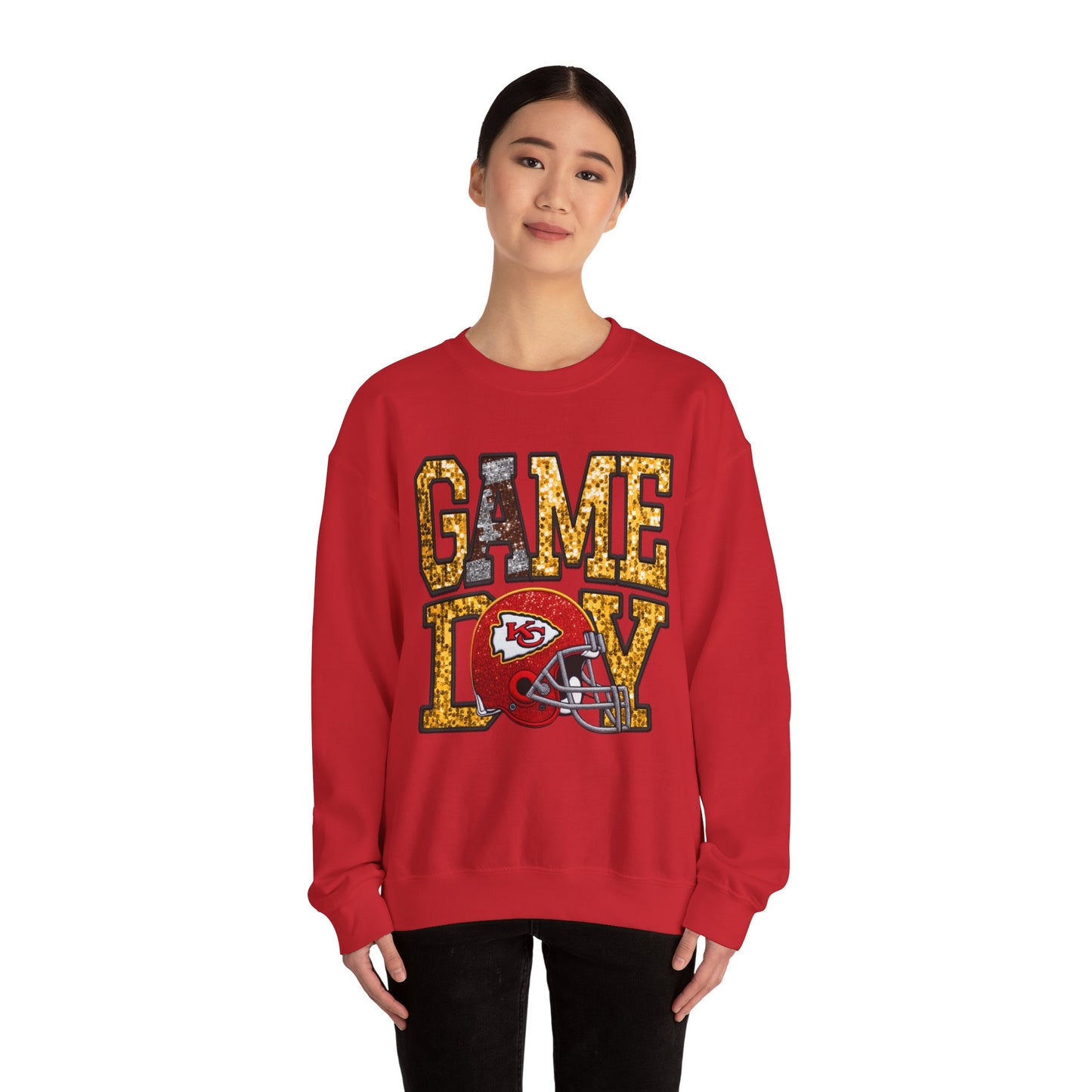 Football Game Day Sweatshirt with Faux Sequins