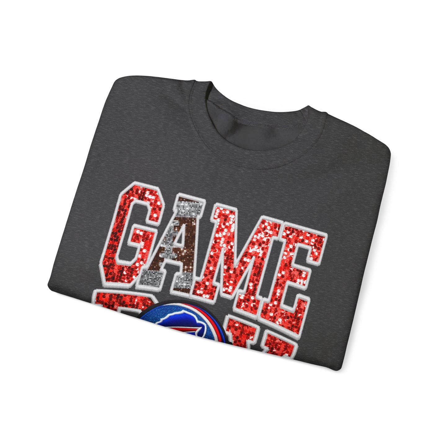 Football Game Day Sweatshirt with Faux Sequins - Bills