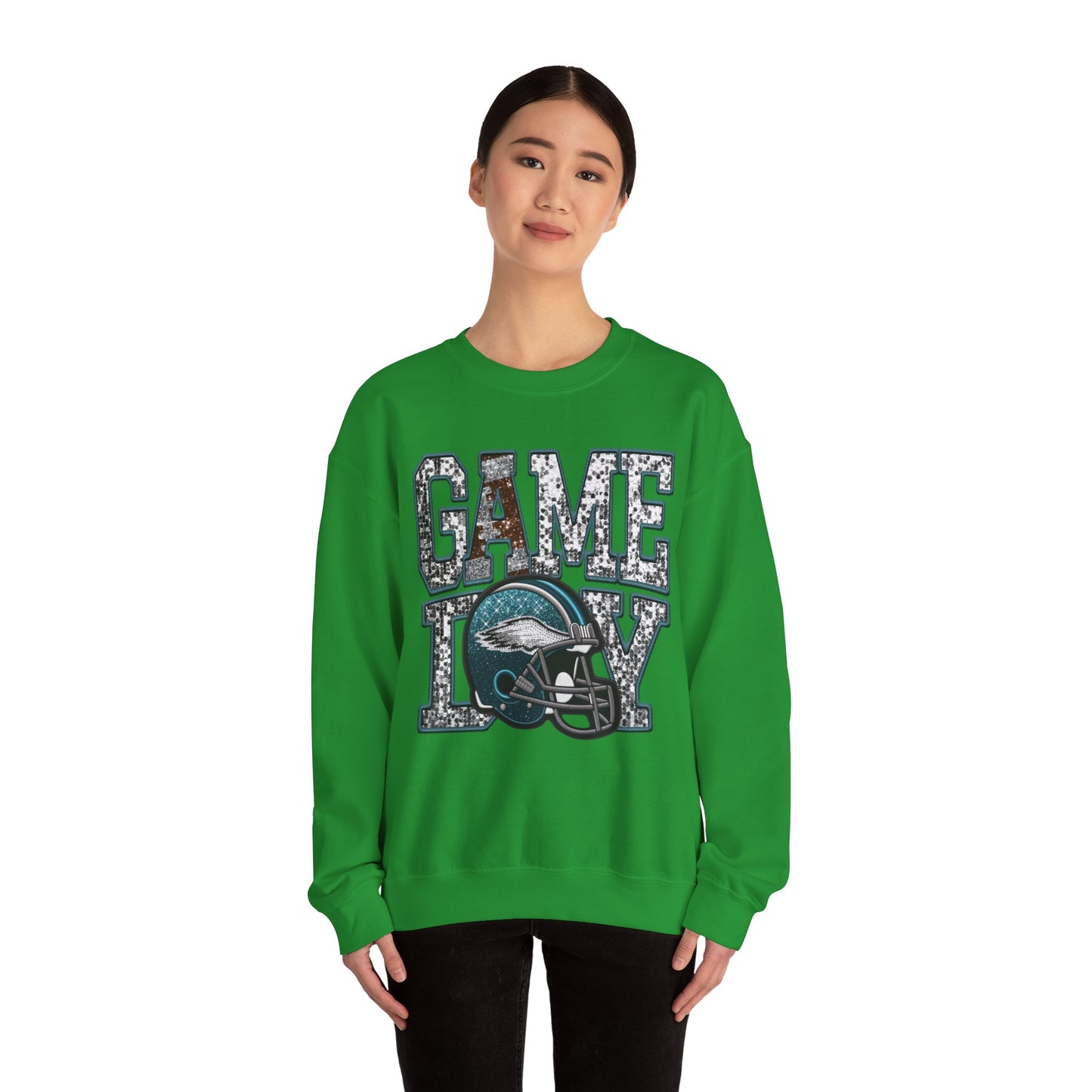 Football Game Day Sweatshirt with Faux Sequins