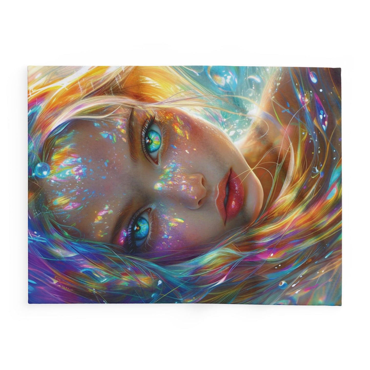 Fleece Blanket - Bright Colorful Siren Fantasy Art