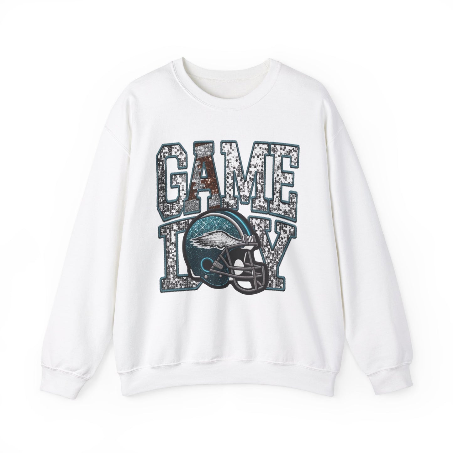 Football Game Day Sweatshirt with Faux Sequins