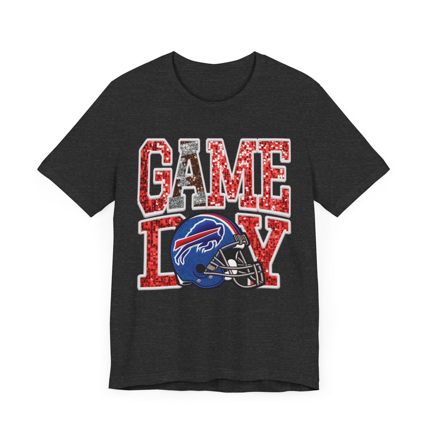 Football Game Day Tee with Faux Sequins - Bills