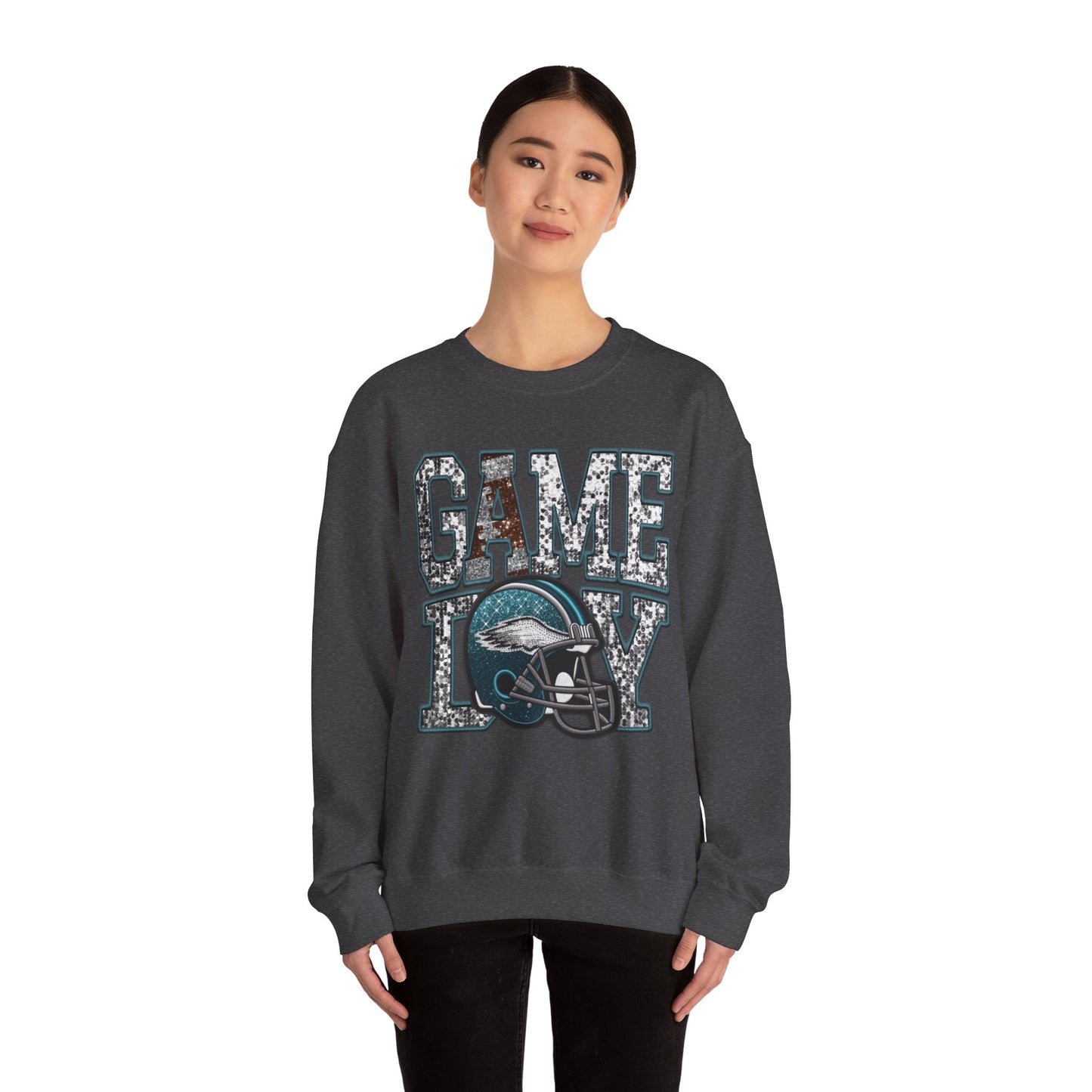 Football Game Day Sweatshirt with Faux Sequins