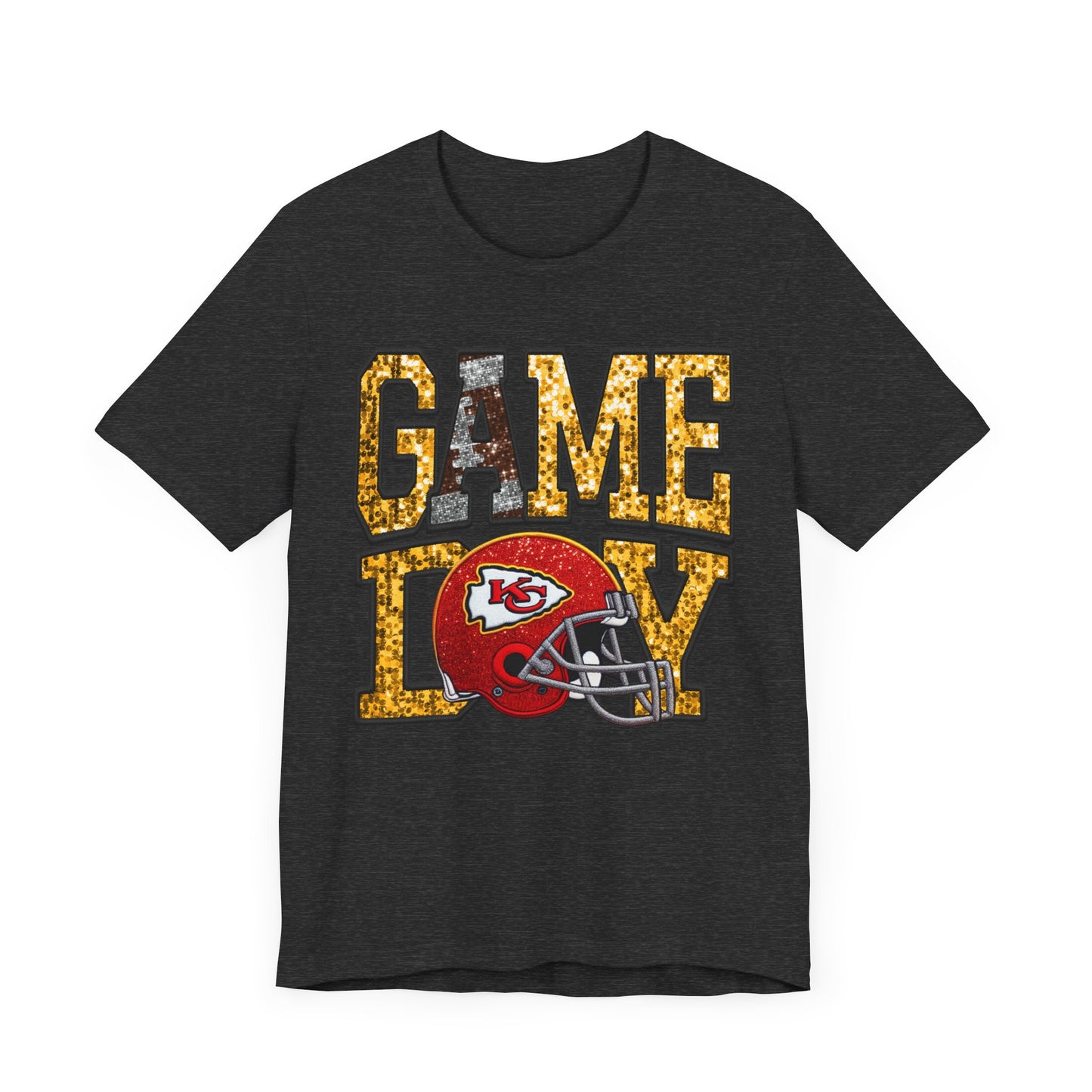Football Game Day Tee with Faux Sequins - Chiefs