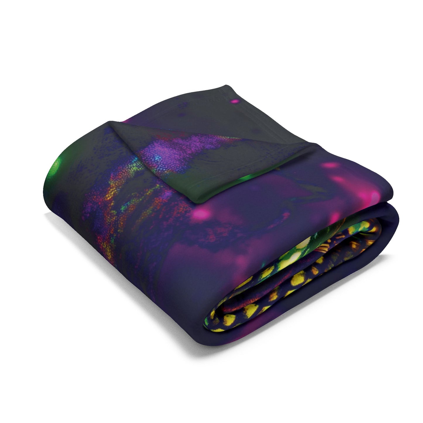Fleece Blanket - Futuristic Medusa with Dreadlocks Holding a Metallic Gold Snake