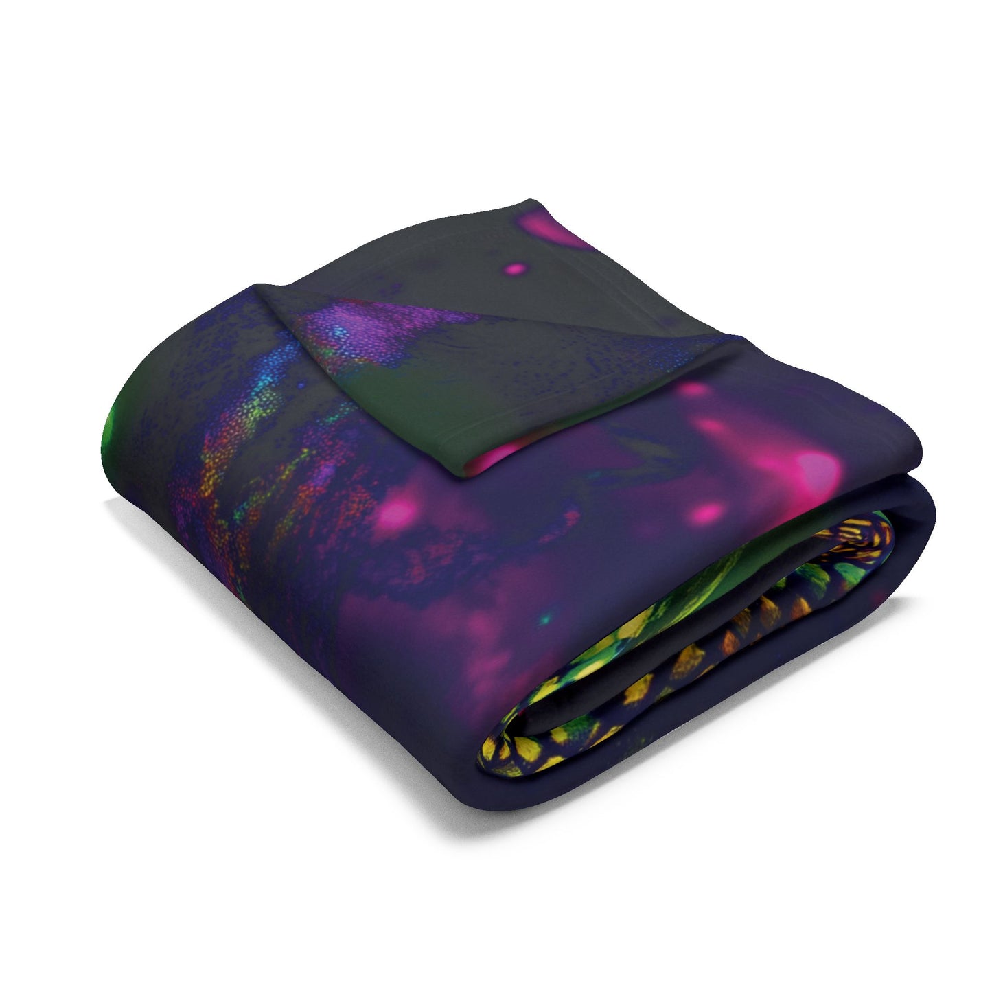 Fleece Blanket - Futuristic Medusa with Dreadlocks Holding a Metallic Gold Snake