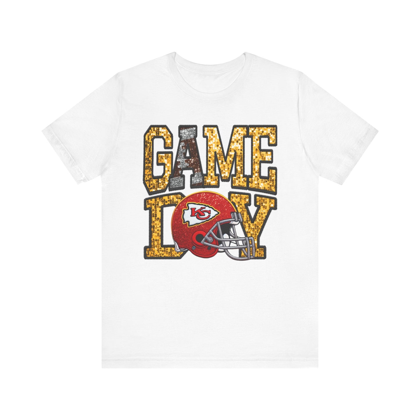 Football Game Day Tee with Faux Sequins - Chiefs