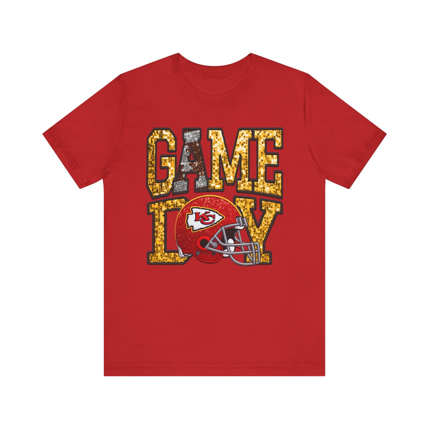 Football Game Day Tee with Faux Sequins - Chiefs