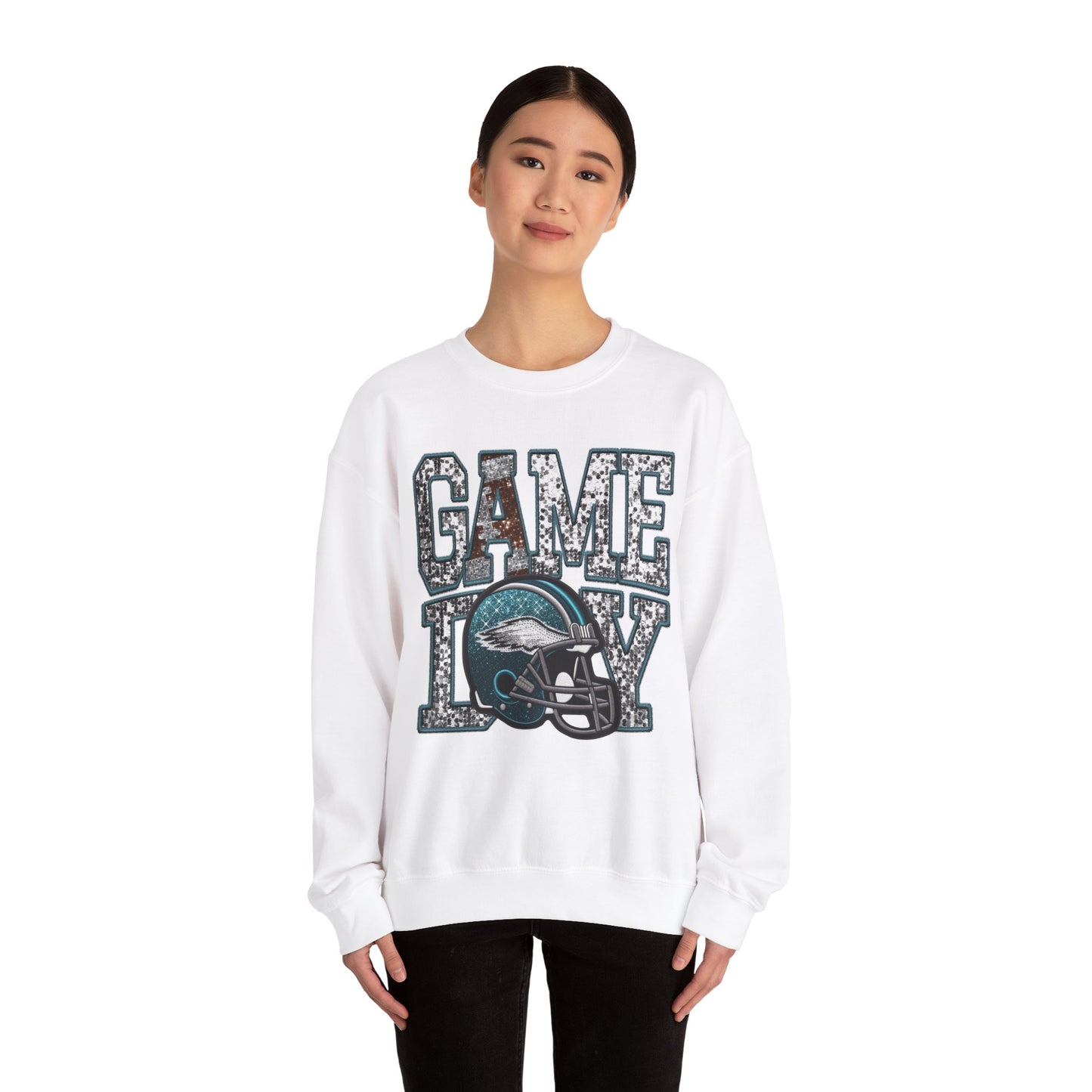 Football Game Day Sweatshirt with Faux Sequins