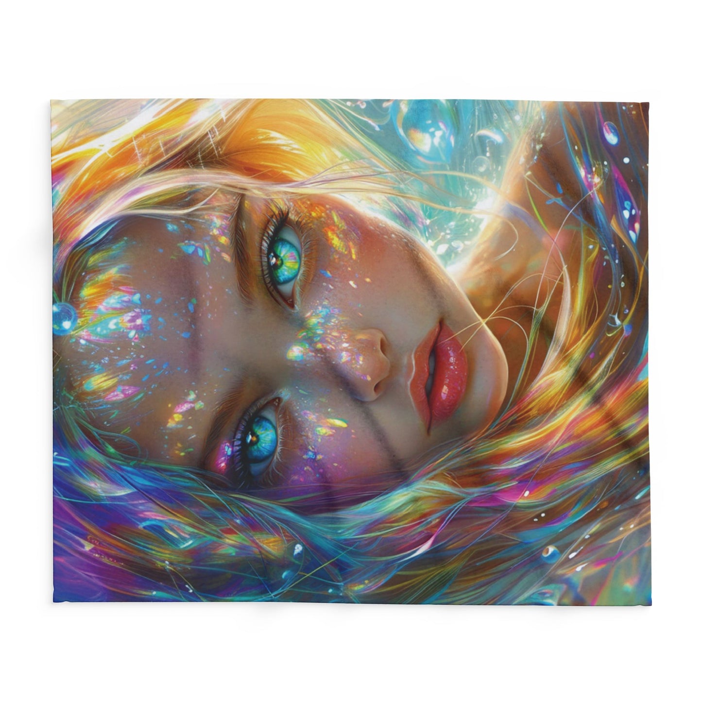 Fleece Blanket - Bright Colorful Siren Fantasy Art